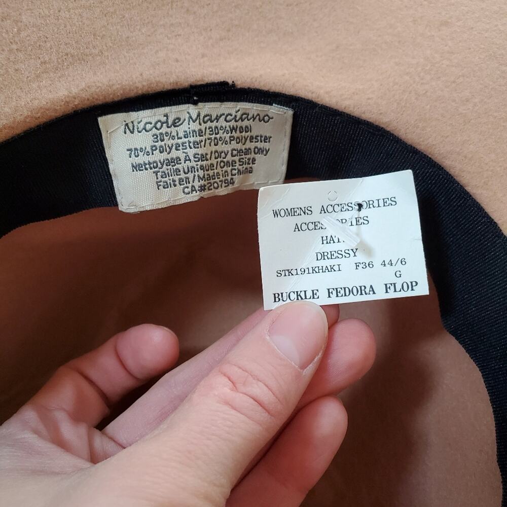 NWT Vintage 90s Y2K Tan Felt Wool Blend Fedora Floppy Hat Womens One Size - Picture 6 of 6